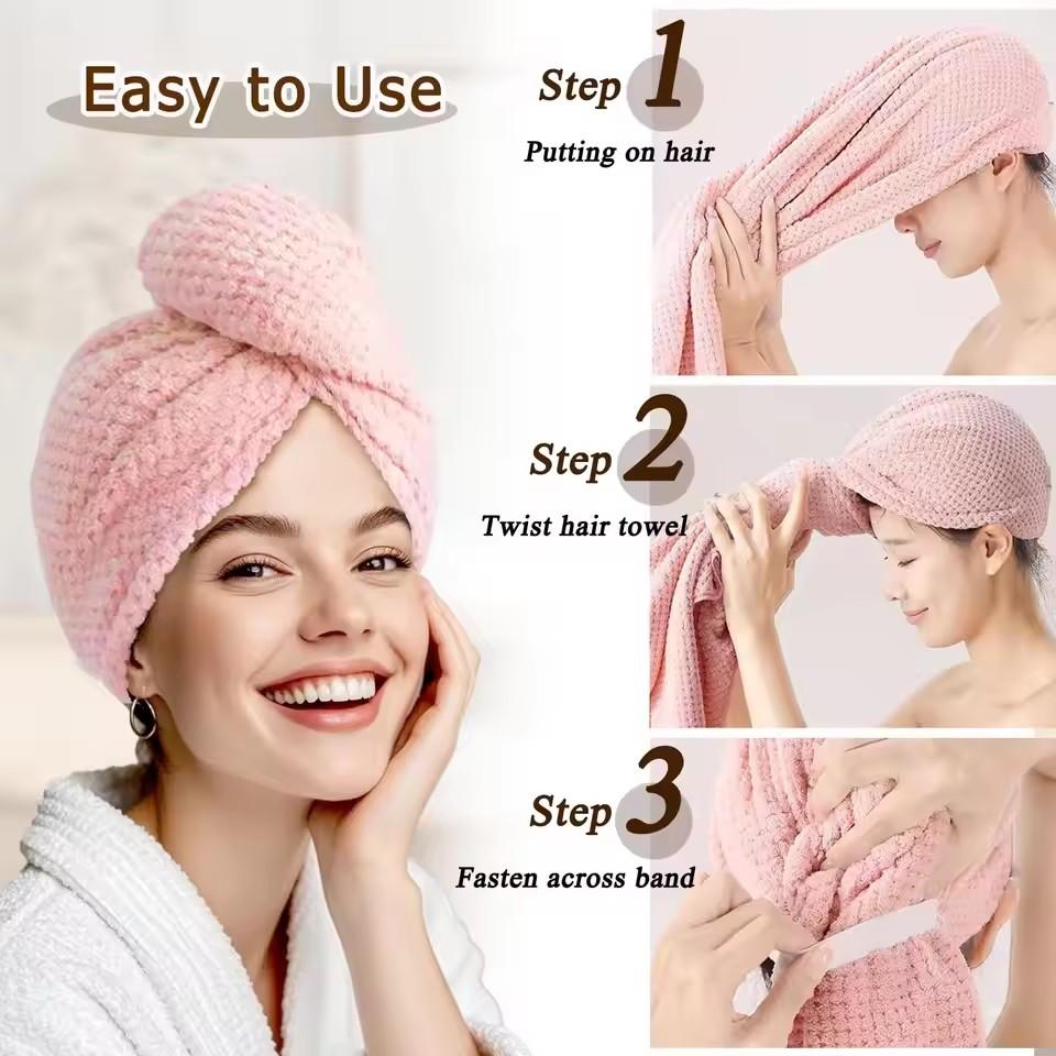 Hair Turban Towel - Asciugamano Super Assorbente in Velluto di