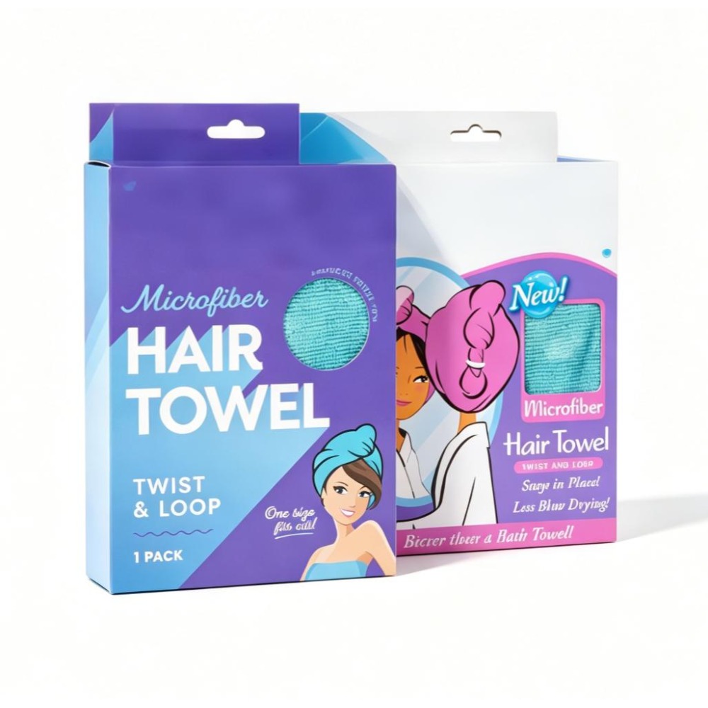 Hair Turban Towel - Asciugamano per capelli in microfibra blu